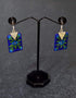 Flat Pendant Earrings (Blue)